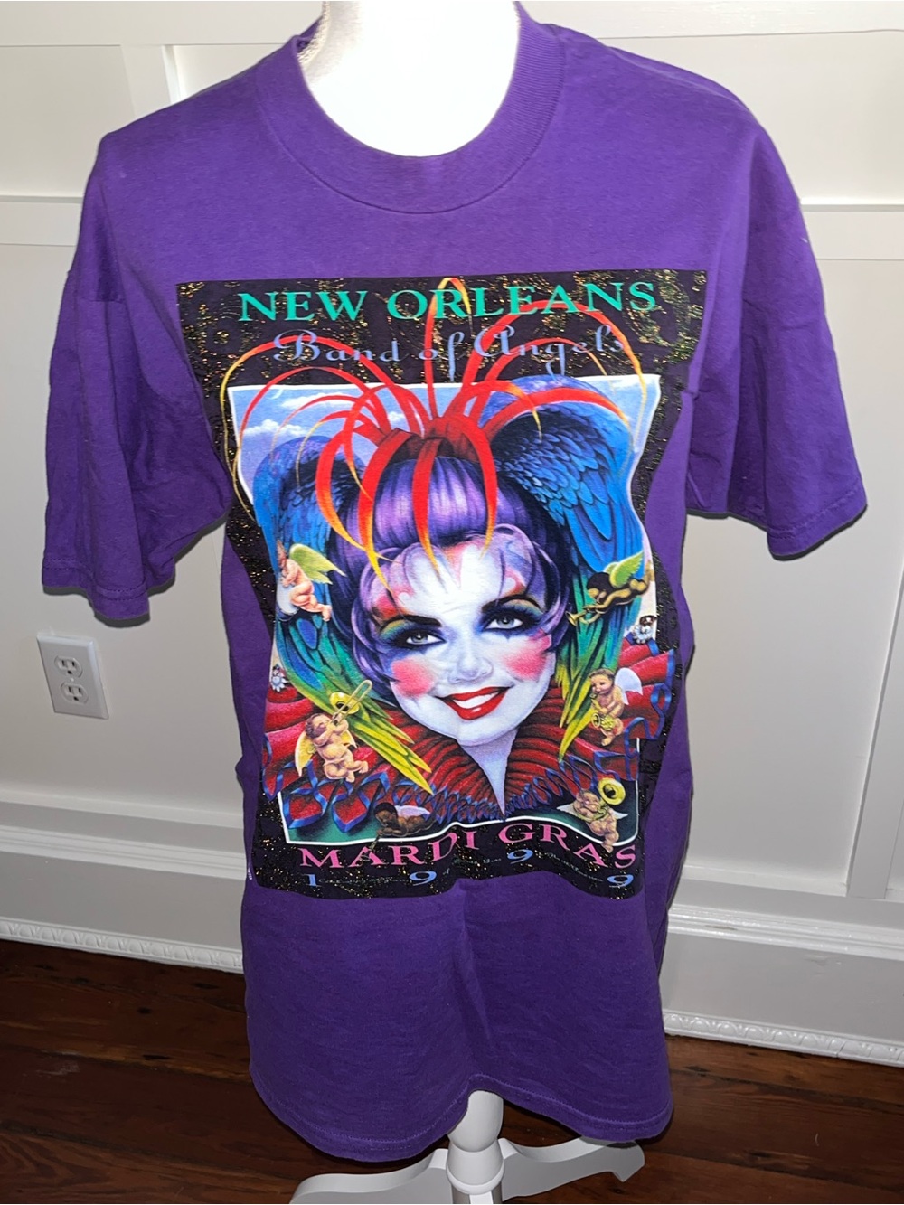 Vintage Fruit of the Loom Purple Kids Mardi Gras Graphic Tee